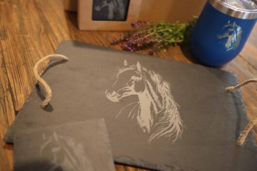 Artisan Slate Coasters, Wine Board and Thermal Mug - Wild Stallion - Image 2